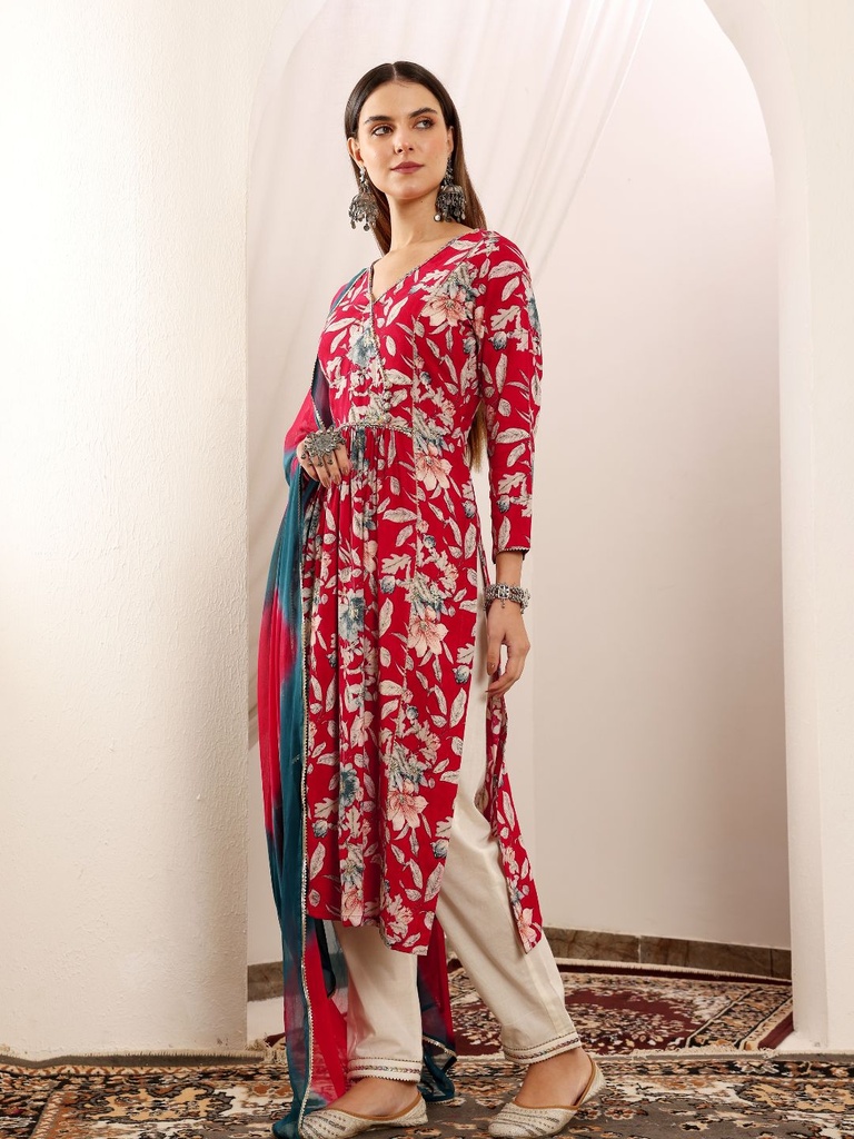 Red Floral Suit Set 