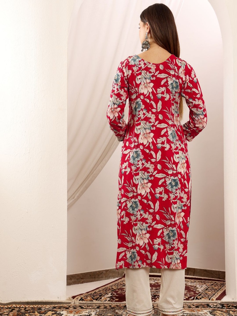 Red Floral Suit Set 