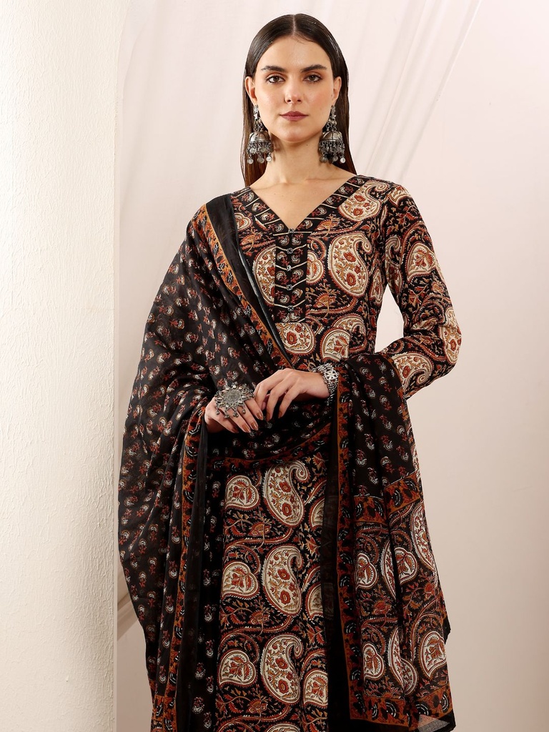 Black Printed Suit Set