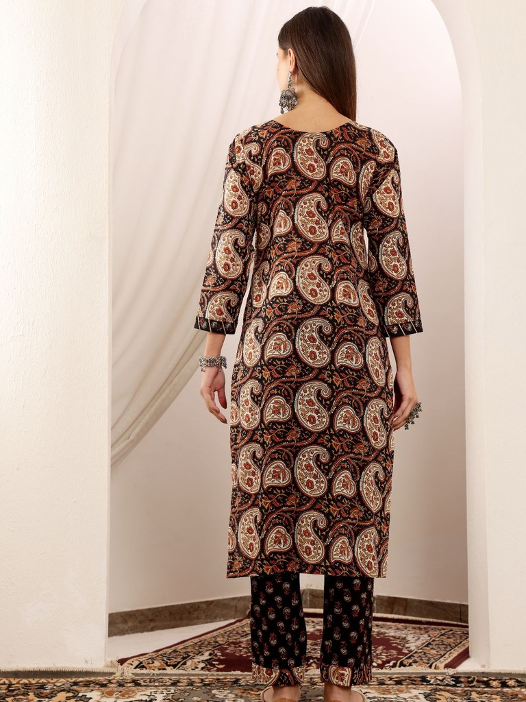 Black Printed Suit Set