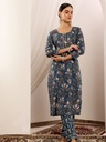 Blue Printed Suit Set 