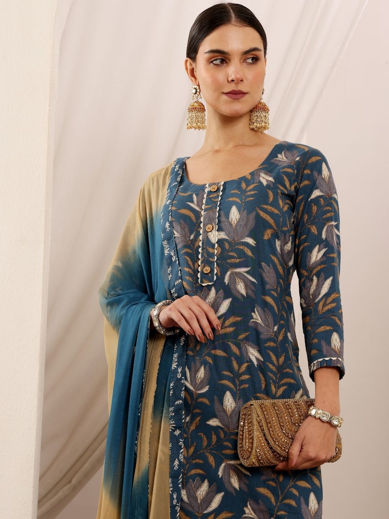 Blue Printed Suit Set 