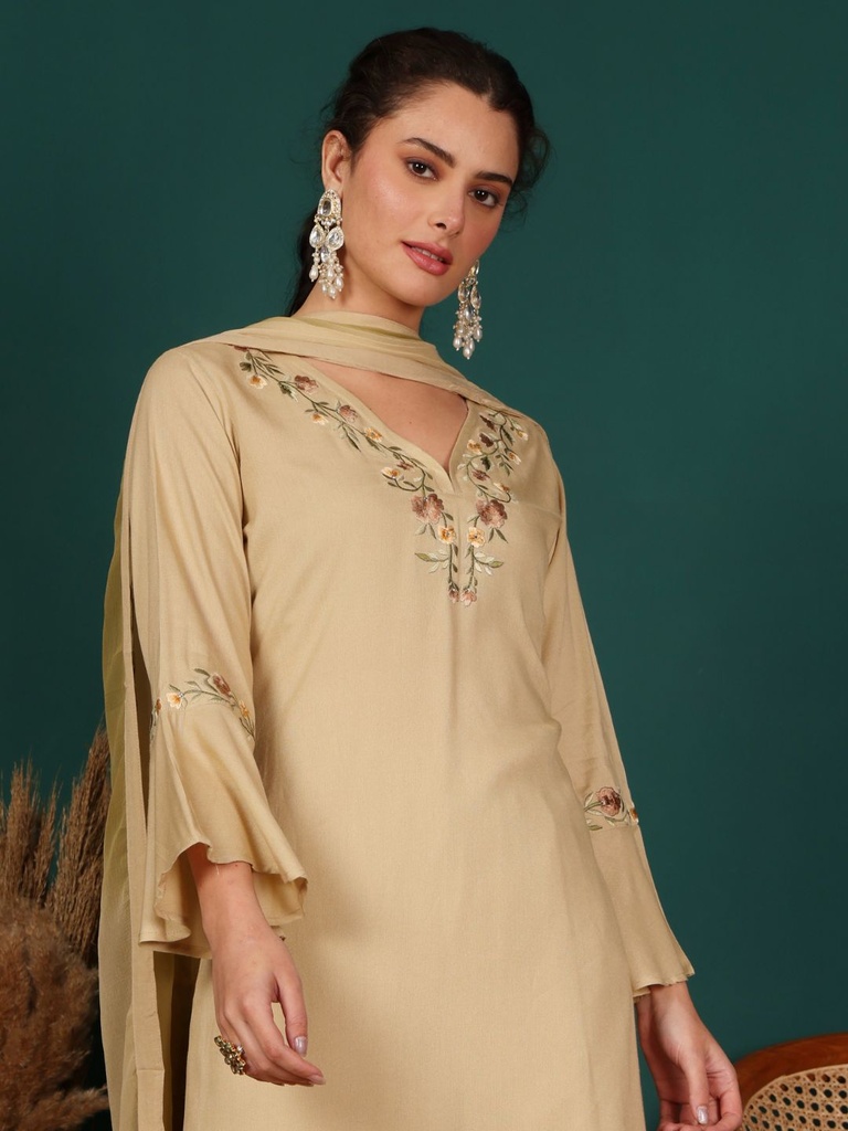 Rayon V Neck Suit Set 
