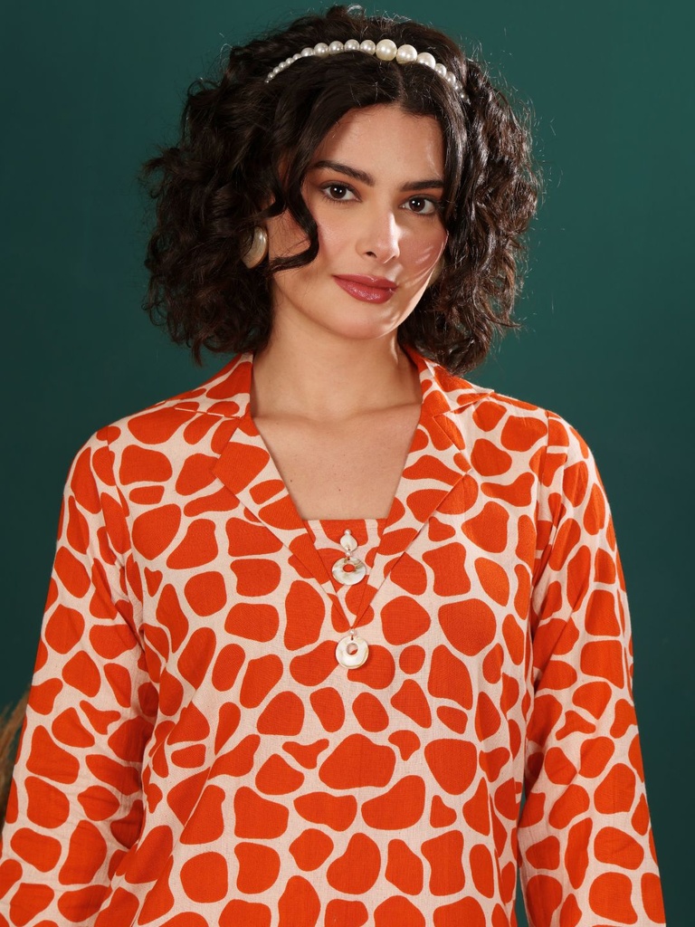 Printed Pure Cotton Tunic With Trouser Co-Ord Set