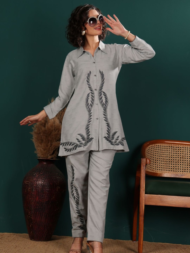 Embroidered Top With Trouser Co-Ords