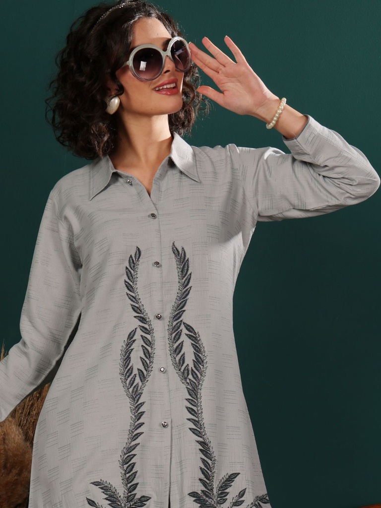 Embroidered Top With Trouser Co-Ords