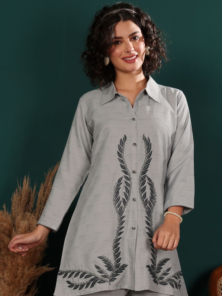 Embroidered Top With Trouser Co-Ords