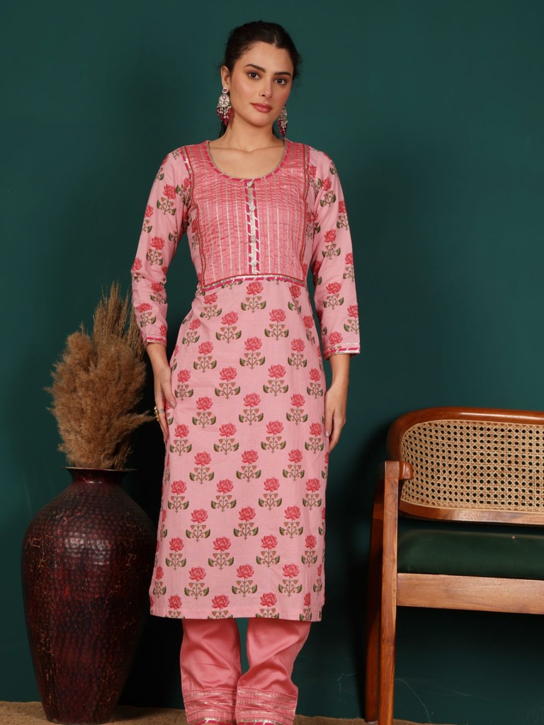 Yoke Printed Suit Set 