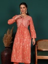 Floral Yoke Design Panelled Mirror Work Pure Cotton Kurta with Trousers 