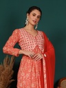 Floral Yoke Design Panelled Mirror Work Pure Cotton Kurta with Trousers 
