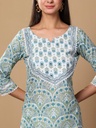 Printed Mirror Work Pure Cotton Kurta with Trouser & Dupatta