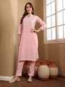 Embroidered Light Pink Suit Set  