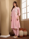 Embroidered Light Pink Suit Set  