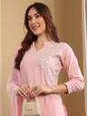 Embroidered Light Pink Suit Set  