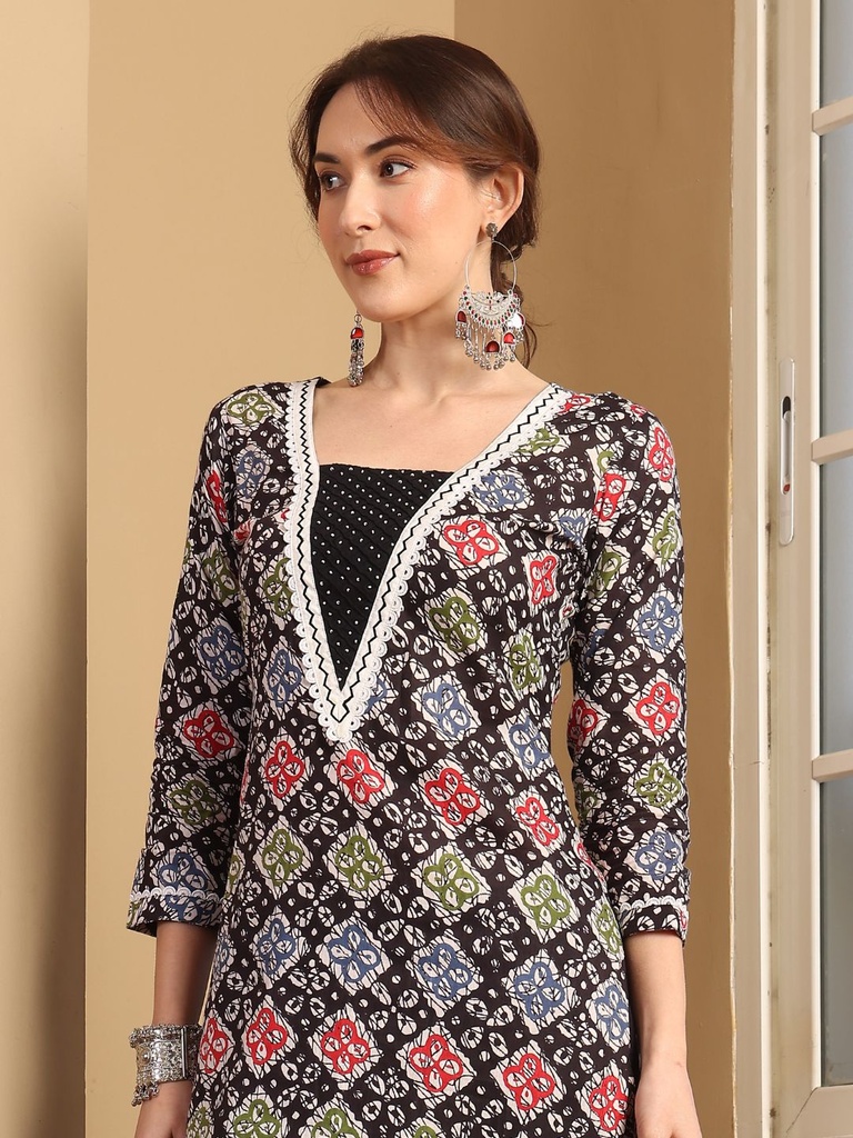 V-Neck Cotton Suit Set 