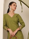 Green Chanderi Suit Set