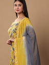 Printed Mirror Work Pure Cotton Kurta with Trouser & Dupatta