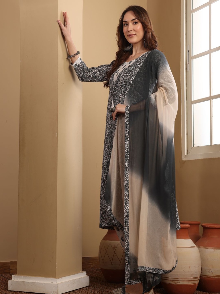 Printed Embroidered Suit Set