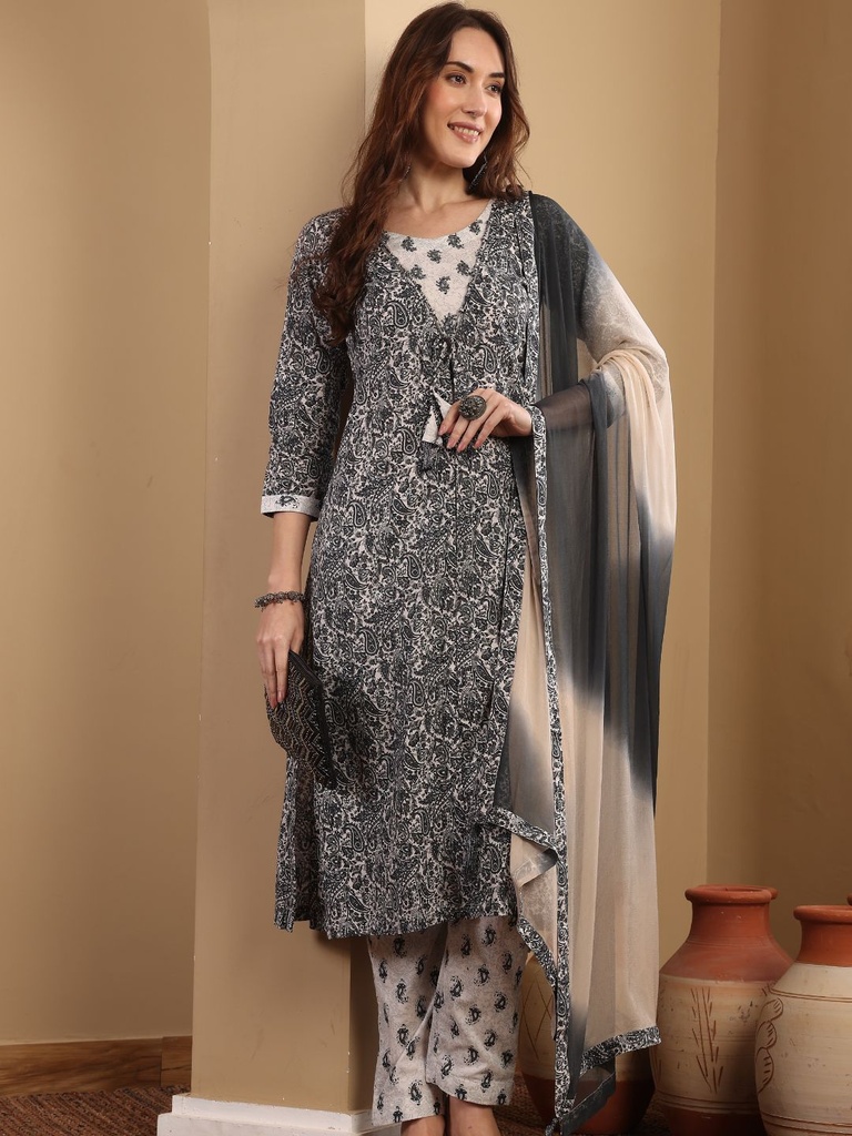 Printed Embroidered Suit Set