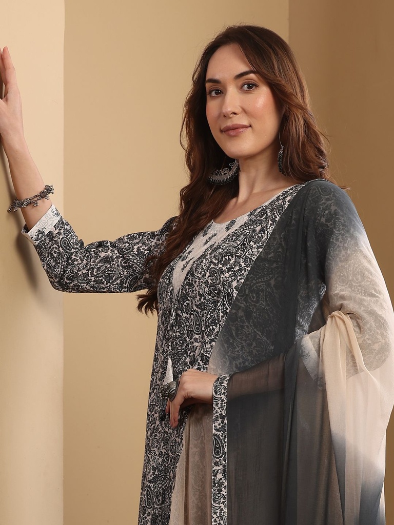 Printed Embroidered Suit Set