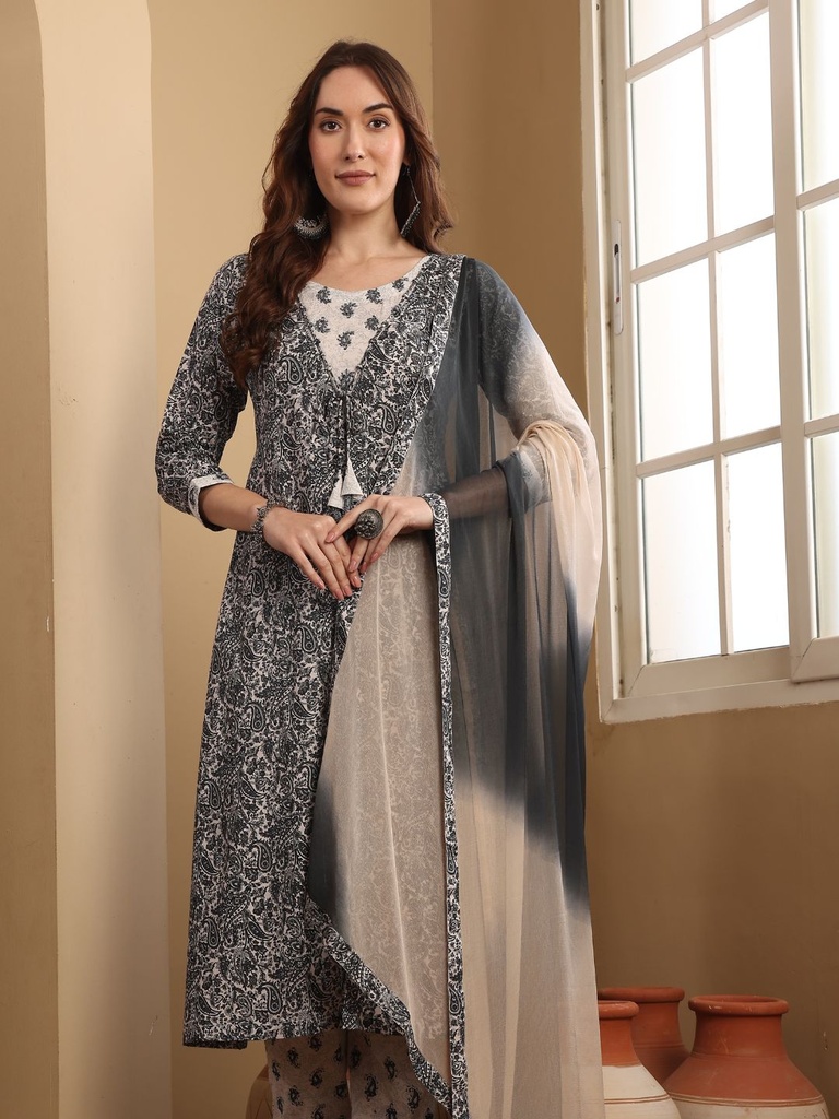 Printed Embroidered Suit Set