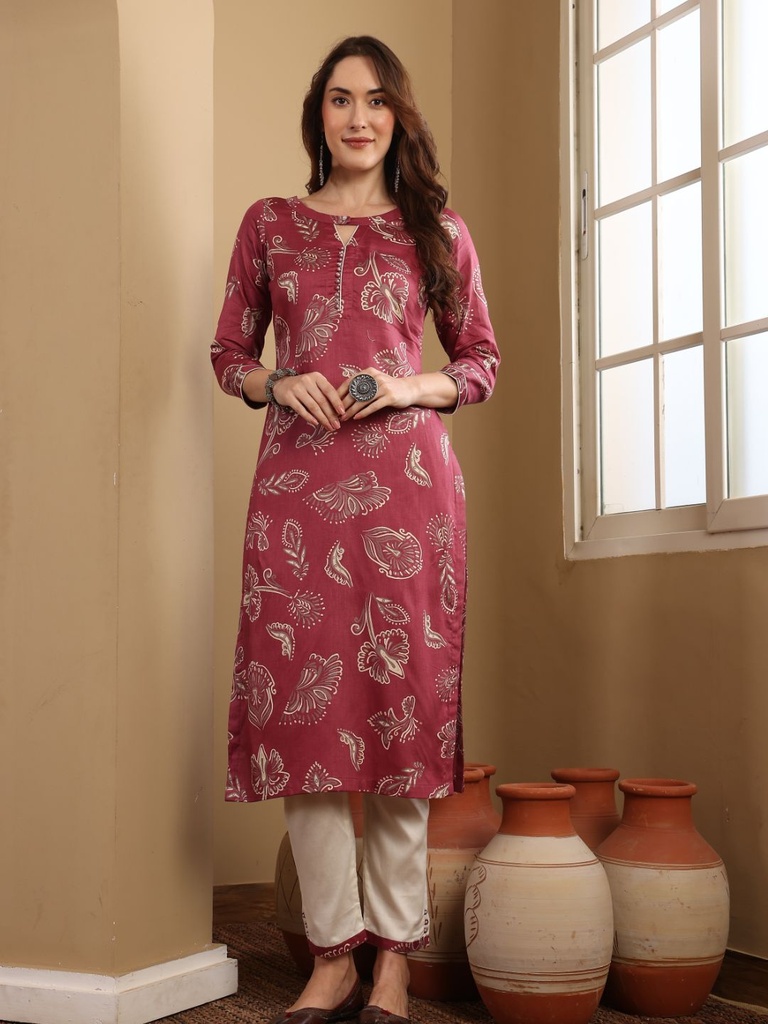 Pink Silk Cotton Suit Set