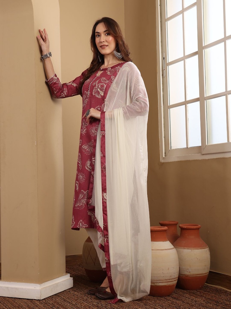 Pink Silk Cotton Suit Set
