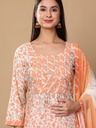 Floral Printed Mirror Work Straight Kurta with Trouser & Dupatta
