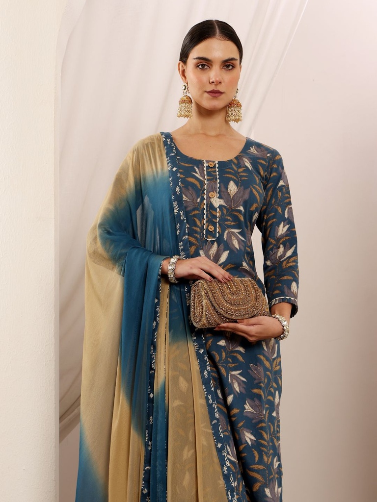 Blue Printed Suit Set 