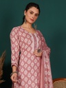 Printed Thread Work Pure Cotton Kurta with Trouser & Dupatta