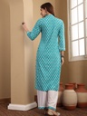 Blue Rayon Pearl Work Suit Set 