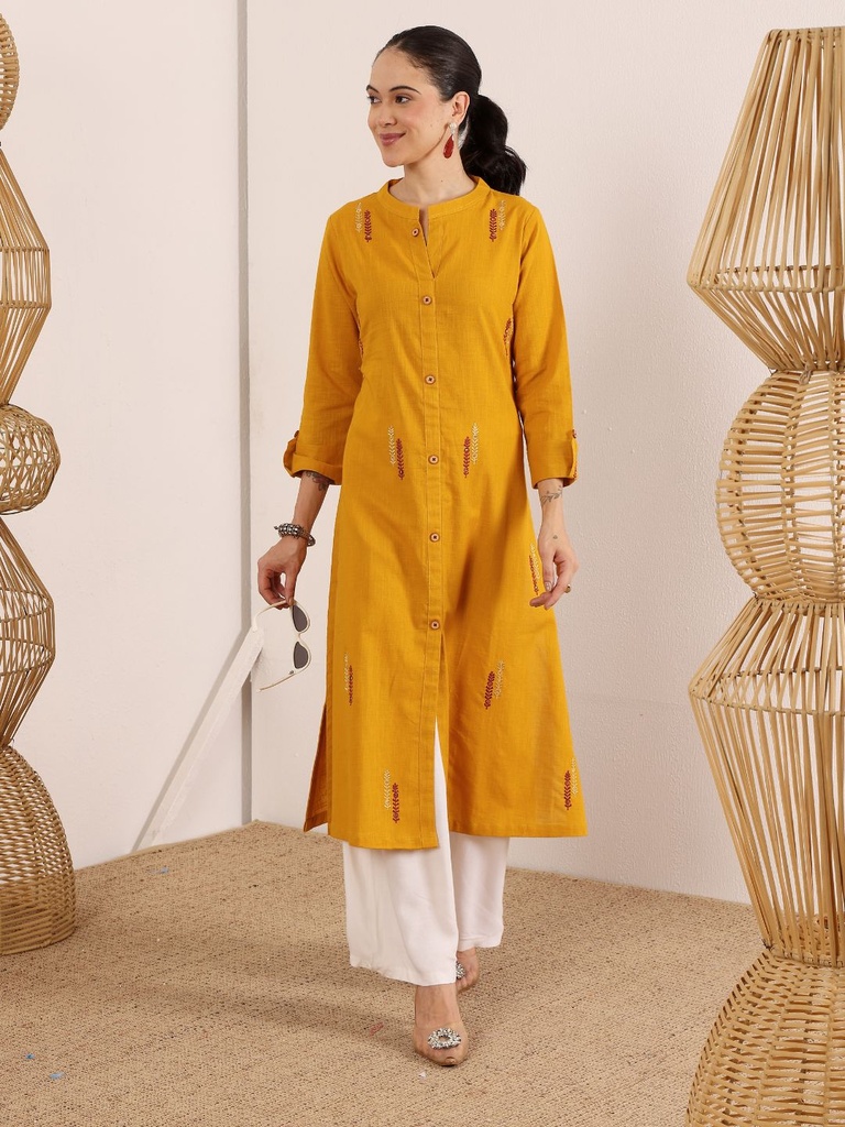 Embroidered Mustard Delight