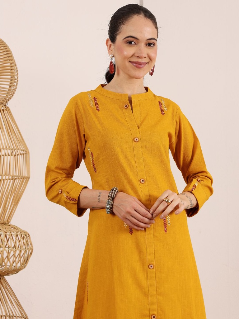 Embroidered Mustard Delight