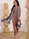 Pink And Teal A-Line Kurta Set