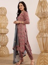 Pink And Teal A-Line Kurta Set