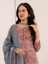 Pink And Teal A-Line Kurta Set