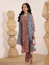 Pink And Teal A-Line Kurta Set