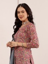 Pink And Teal A-Line Kurta Set
