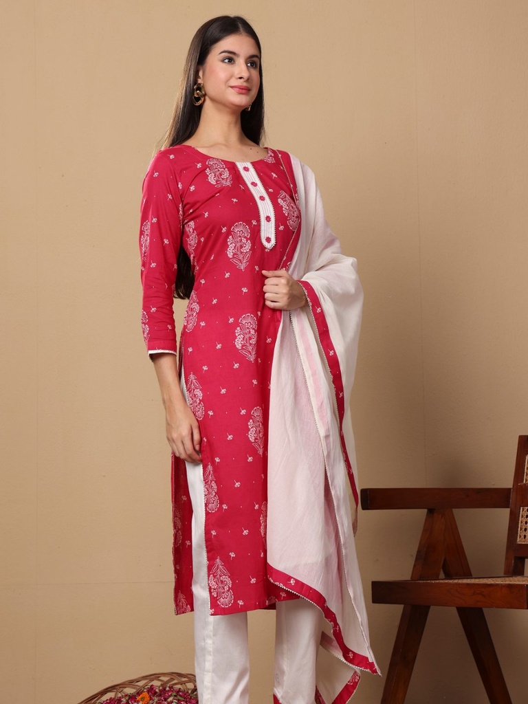 Pink Cotton Suit Set