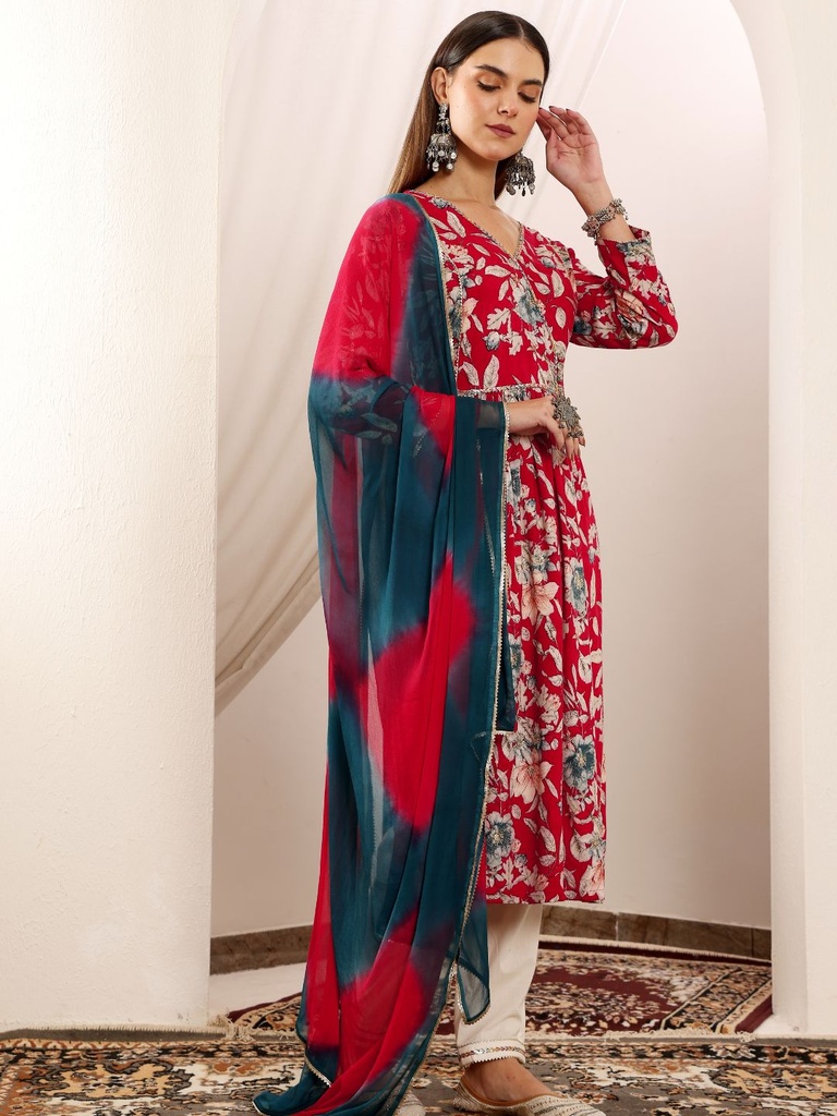 Red Floral Suit Set 