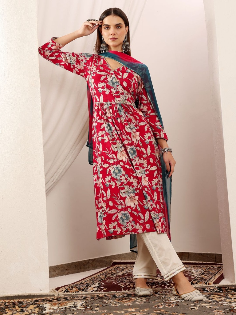 Red Floral Suit Set 