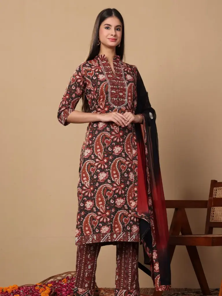 Rustic Maroon Suit Set