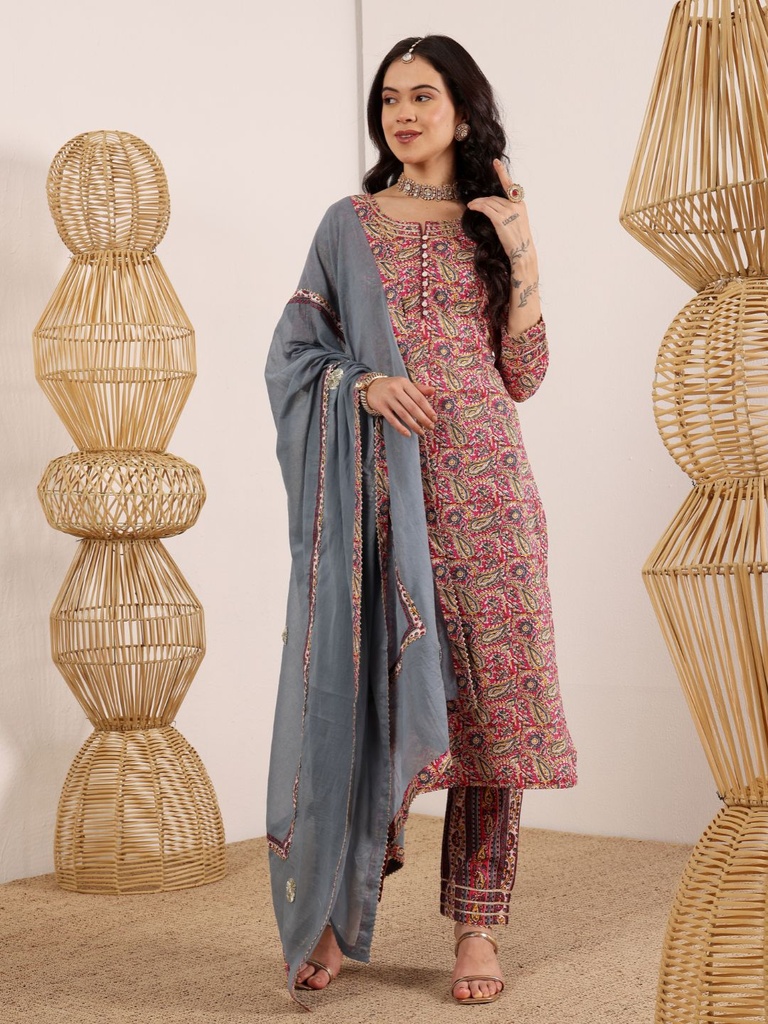 Pink And Teal  Kurta Set