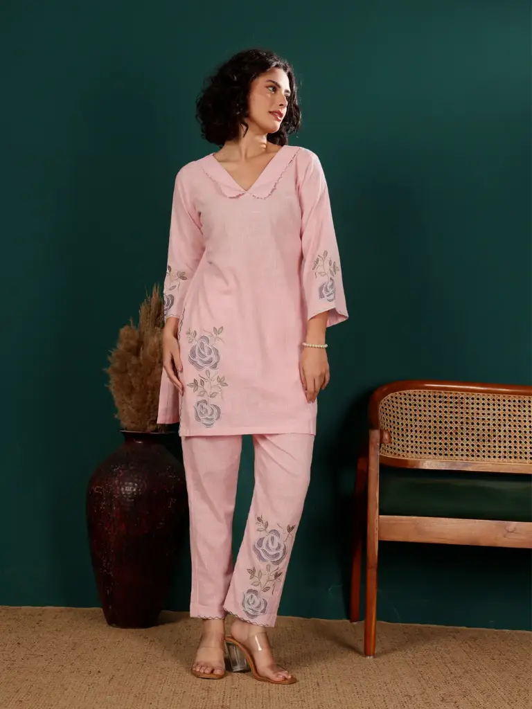 Soft Pink Patch Work Co-Ord Set