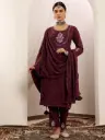  Regal Plum Ensemble Woolen Suit Set