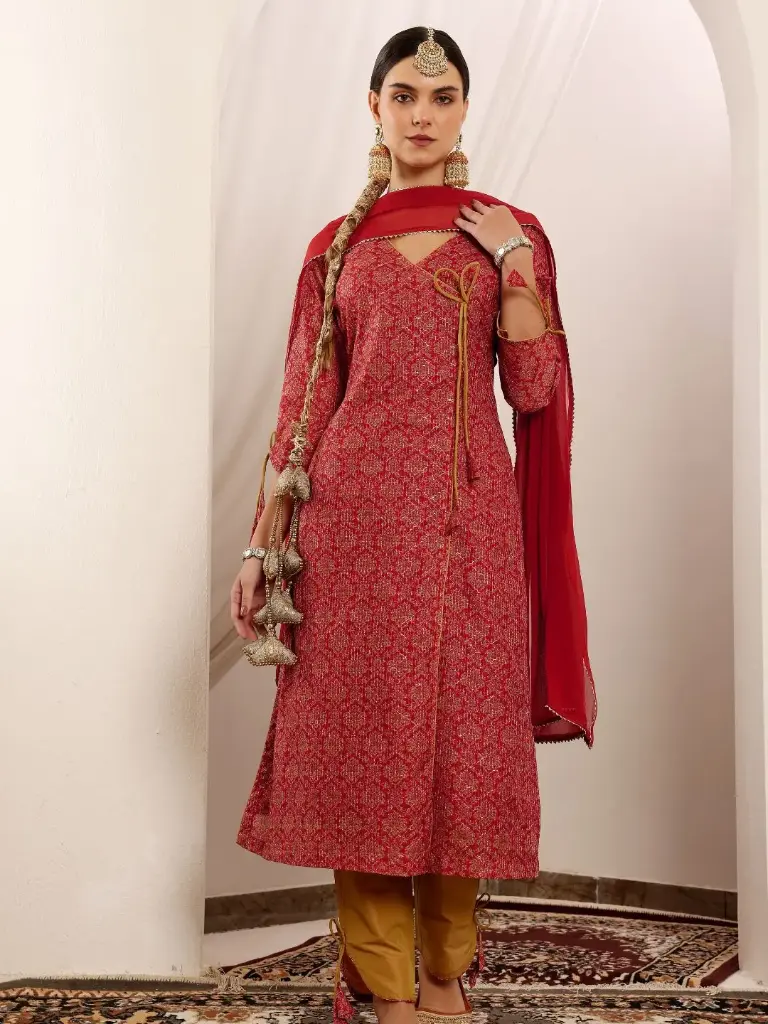  Sassy Chanderi Angrakha Suit Set