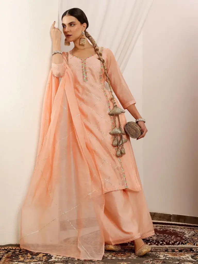Glimmering Peach Suit Set