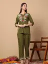  Olive Embroidered Elegance Co-ord Set