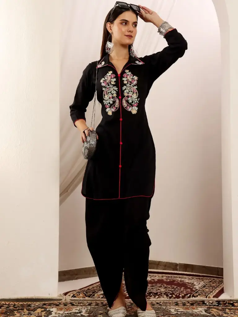 Embroidered Black Co-ord Set 