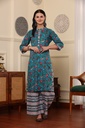 Cotton Blue Printed Kurti Set 